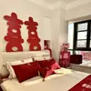 Set de Decoración de Habitación de Boda con Carácter Grande de Doble Felicidad, Decoraciones de Boda para la Habitación Nueva del Novio, Dormitorio de la Novia, Pared de Fondo de Tablero KT para Cabecera con Carácter de Doble Felicidad
