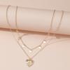 Nuevo collar dulce y fresco transfronterizo europeo y americano con colgante redondo geométrico con incrustaciones de un solo diamante brillante y cadena colgante