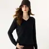 Capa base de punto de cachemira, a la moda, suave, cómoda, sencilla, amigable con la piel, nuevo estilo otoño/invierno, suéter cálido de manga larga para mujer