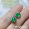 Aretes al por mayor Nuevos Naturales con Baño de Plata 925 Incrustados con Calcedonia Verde Sol, Comparables a Cabujones Rosados Color Jade Aretes Versátiles