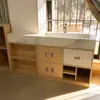 Mesa de Escritório Moderna Minimalista para 2 Pessoas com Tela Divisória Estação de Trabalho Conjunto de Mesa para Computador e Cadeira para Funcionários