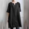 Amazon 2023 Top Casual Feminino Ramie Cor Sólida Artística Retrô Chinês Decote V com Fundo de Camisa Solto