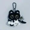 Novo Pingente Doce e Legal de Morango Gatinho Preto Boneco de Pelúcia Fofo Chaveiro Pingente de Boneca Pingente para Mochila Escolar de Estudante