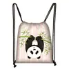 2026 Nuevo Panda de Dibujos Animados Bolsa Conveniente con Cordón para Estudiantes Bolso de Tutoría Poliéster Bolsa de Almacenamiento para Viajes al Aire Libre Suministro del Fabricante