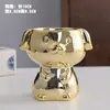 Vaso de Flor de Suculenta Cerâmica Bonsai Animais Ornamentos Dourado Galvanizado Comércio Exterior Transfronteiriço Amazon Cacto Vaso de Flor Galvanizado