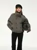 Nueva colección de invierno 2026: Abrigo de mezcla de lana al 50%, top casual de estilo europeo y americano para mujer, corte holgado, de doble botonadura, con cinturón