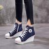 Zapatos de Lona de Caña Alta de Tamaño Grande Nuevos 2022 para Mujer con Suela de Plataforma Zapatos para Mujer Zapatos de Cuña con Suela Gruesa Zapatos para Mujer que Aumentan la Altura 8 cm