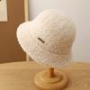 Sombrero de Pescador de Felpa con Letras Casual y a la Moda para Mujer en Invierno, Versátil Cálido Tejido Liso de Color Puro Popular Sombrero de Cubo Trendy
