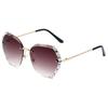 Novos Óculos de Sol Sem Aro Tendência Lentes Diamante Polígono Óculos de Sol Feminino Personalizado Filme Oceano Óculos Degradê