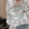 Camiseta Básica de Encaje para Niña de Primavera y Otoño, Nueva Camiseta Interior Dulce con Lazo para Bebé Niña, Ropa de Sudadera para Bebé