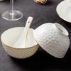 Juego de vajilla de porcelana de hueso Juego de vajilla de cerámica Jingdezhen borde dorado Plato cuenco plato golf dibujo dorado juego de vajilla