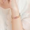 Pulsera de turmalina pequeña arcoíris extremadamente fina de 2 mm para mujer Piedra Wangfu 14k degradado ins nicho joyería de cristal de lujo ligero venta al por mayor