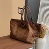 Bolsa Feminina Estilo Coreano Estampa de Leopardo Chique Fashionável Alto Valor Grande Capacidade Bolsa de Ombro para Estudante Bolsa Tote Nicho Preguiçoso