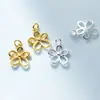 Pingente de Prata 925 Banhado a Ouro Corte Pétala Pingente Flor de Cinco Pétalas para Pulseira DIY Acessórios de Material de Corda Tecida à Mão Q1263