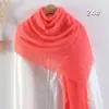 Bufanda de Algodón y Lino Plisada de Color Sólido de Venta Caliente Transfronteriza, Pañuelo de Cabeza Malayo Multicolor Arrugado de Moda con Flecos para Mujer
