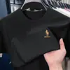 Camiseta de Hombre 100% Algodón Color Sólido Bordada Verano 2025 Nueva Cuello Redondo Transpirable Absorbente de Sudor Delgada Manga Corta Pelo de Hombre