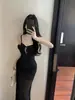 Estilo Puro Deseo Chica Picante Camisola de Malla Vestido Largo Mujer Verano Adelgazante Cintura Ceñida Temperamento Sexy Ajustado a la Cadera Cola de Pez Falda Larga