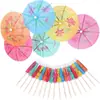 50 Palillos de Paraguas para Platos Fríos, Decoraciones para Repostería, Fiesta Hawaiana, Paraguas de Palmera, Palillos de Paraguas de Sandía, Palillos Desechables de Fruta para Manualidades