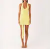 Vestido Curto Bodycon Sexy com Gola Halter em V e Alça de Franjas para Mulheres, Inspirado no Design Europeu e Americano, Estilo de Alta Qualidade, Vestido Slim-Fit para Garotas Descoladas