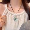 Collar de mariposa de color estilo étnico de nicho para mujer, cadena de clavícula de estilo chino de alta gama, colgante de nicho, elegante cadena de lana