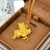Loja de Ouro Mesmo Estilo Antigo Banhado a Ouro Diamante Roxo Estrela e Cavalo Alado Pingente, Novo Estilo Chinês Zodíaco Cavalo Colar para Suéter