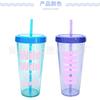 16OZ 24OZ Vaso de Agua de Verano de Dibujos Animados con Ventosa de Plástico de Una Sola Capa Vaso de Agua de Moda Vaso Creativo para Estudiantes con Ventosa