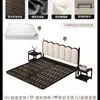 Cama de Hierro Forjado Colgante para Dormitorio del Hogar, Cama Doble Moderna Minimalista con Estructura de Listones, Reforzada y Engrosada, Cama con Revestimiento Suave para Viviendas de Alquiler