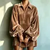 Vestido de Terciopelo con Solapa de Moda para Mujer Otoño/Invierno 2026 para Amazon Transfronterizo, Vestido Holgado de Estilo para Viajar a la Oficina para Mujer