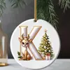 Adornos navideños 26 letras del alfabeto pequeño ciervo colgante acrílico 2D árbol de Navidad decoración del hogar navideña