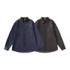 Camisa de Trabalho Masculina G-Stone com Lapela, Manga Longa, Bolsos Duplos 3D com Aba, Corte Amplo, Ombros Caídos, Não Amassa, Lavável à Máquina
