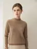 Suéter 100% caxemira pura para mulheres, gola alta discreta, estilo fino, novo suéter de tricô pulôver liso para outono e inverno
