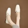 Mocasines de tacón grueso para mujer, sin cordones, con diseño de camelia, súper suaves, puntera cuadrada, estilo francés, cómodos para los pies