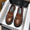 668-40 Huidong Yixin Da Mocassins Slip-On Versáteis de Bico Redondo Elegantes com Corrente para Mulheres no Outono e Inverno