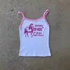 Camisole Estampada de Unicórnio para Garotas Millennials Quentes Verão Doce com Acabamento em Cor Contrastante Top Curto Slim Fit para Mulheres