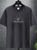 Camiseta Masculina de Manga Curta com Gola Solta, Tecido de Seda Gelada, Tamanho Grande, Estampada, Casual, Respirável, Camiseta Básica de Tamanho Grande