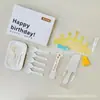 Utensílios de bolo aniversário conjunto de seis peças presente conjunto para loja de panificação suprimentos para festa conjunto atacado conjunto de talheres e pratos descartáveis