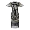 Vestido de Fiesta Gatsby con Cuentas Transfronterizo 20S Malla Retro de Manga Corta con Lentejuelas y Flecos Vestido de Graduación