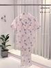 2026 Hongyi 434-1 Conjunto de Pantalón Largo de Manga de Cinco Cuartos para Mujer Ropa para el Hogar Seda Helada Casual Cómodo Holgado Pijama