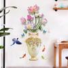 Adesivos de Parede Decorativos Modernos para Sala de Estar, Sala de Jantar, Quarto e Outros Estilo Chinês 3D Seguro e Rico Vaso de Lótus Vasos com Plantas Adesivos
