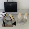 Sandalias de Tacón Alto Abiertas de Punta Aguda con Pedrería Nuevas Sexy Primavera/Verano 2026 para Mujer Chuyuji