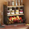 Estante de almacenamiento de cesta de verduras estante de almacenamiento de verduras de cocina cesta de almacenamiento de hierro forjado cesta de almacenamiento de encimera de frutas y verduras para el hogar