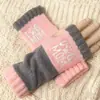 Guantes Personalizados para Otoño e Invierno, Guantes de Punto Cálidos y de Moda para Mujer, Moda Transfronteriza Guantes Bordados Patchwork Cálidos