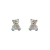 Pendientes de Oso de Zirconia Amor para Mujer Plata Aguja Verano Dulce Dibujos Animados Lindos Diseño de Nicho Pendientes de Estudiante de Gama Alta