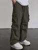 Pantalones cargo tipo paracaídas funcionales de estilo americano para hombre, otoño, holgados, pierna ancha, rectos, de secado rápido, casual, largos, modernos y transpirables