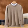 Suéter masculino de cashmere com gola redonda, nova coleção outono/inverno, top de manga longa, peça base versátil e estilosa