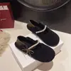 Zapatos Mary Jane peludos sin cordones para mujer, nuevo estilo invierno 2026, forro de felpa, cálidos, con cadena de perlas y lazo, zapatos de algodón tipo gorro