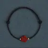 Te envío una pequeña cuerda de mano de flor roja cuerda de cinabrio pulsera de hombre pulsera tejida a mano cuerda de mano de flor de ciruelo de mujer arena dorada púrpura