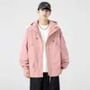 Chaqueta de primavera y otoño para hombre, chaqueta de montañismo para exteriores, cortavientos, con capucha, corte holgado, moderna, versátil, adecuada para estudiantes y parejas