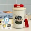 Nueva taza térmica y conservadora de frío, serie de pintura al óleo, un regalo para niños pequeños, portátil para uso en exteriores, taza de café moderna para estudiantes
