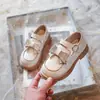 Zapatos de Cuero para Niñas 2026 Otoño Estilo Coreano Lazo de Pedrería para Niñas Mocasines Estilo Británico Zapatos de Cuero Brillantes de Princesa para Actuación